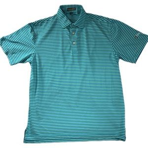 Peter Millar Summer Comfort Green Blue Striped Polo Shirt Size M Medium (Large)